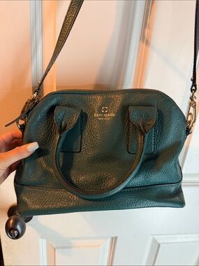 Kate Spade Dark Green Pebbled Leather Satchel Tote